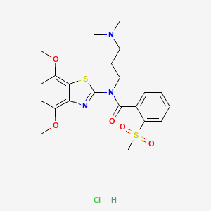 molecular formula C22H28ClN3O5S2 B2838623 N-(4,7-dimethoxybenzo[d]thiazol-2-yl)-N-(3-(dimethylamino)propyl)-2-(methylsulfonyl)benzamide hydrochloride CAS No. 1215661-62-3