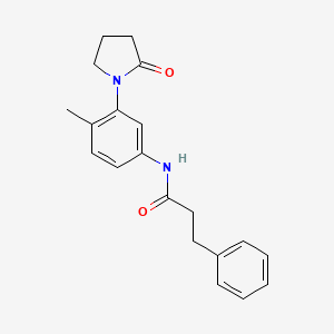 molecular formula C20H22N2O2 B2838627 N-(4-methyl-3-(2-oxopyrrolidin-1-yl)phenyl)-3-phenylpropanamide CAS No. 922887-29-4
