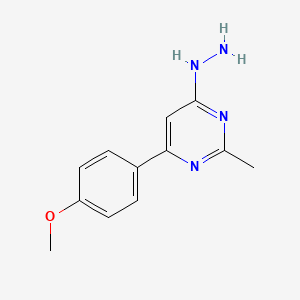 molecular formula C12H14N4O B2838631 4-Hydrazino-6-(4-methoxyphenyl)-2-methylpyrimidine CAS No. 1158280-61-5
