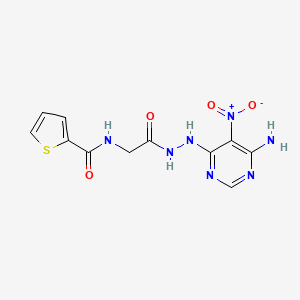 molecular formula C11H11N7O4S B2838640 N-(2-(2-(6-amino-5-nitropyrimidin-4-yl)hydrazinyl)-2-oxoethyl)thiophene-2-carboxamide CAS No. 450346-24-4