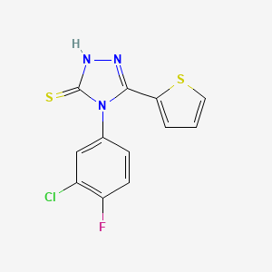 molecular formula C12H7ClFN3S2 B2838695 4-(3-氯-4-氟苯基)-5-(2-噻吩基)-2,4-二氢-3H-1,2,4-三唑-3-硫酮 CAS No. 477334-48-8