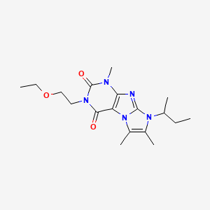 molecular formula C18H27N5O3 B2838699 8-(sec-butyl)-3-(2-ethoxyethyl)-1,6,7-trimethyl-1H-imidazo[2,1-f]purine-2,4(3H,8H)-dione CAS No. 916029-91-9