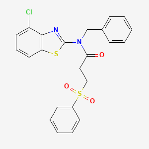 molecular formula C23H19ClN2O3S2 B2838706 N-苄基-N-(4-氯苯并噻唑-2-基)-3-(苯基磺酰)丙酰胺 CAS No. 899963-66-7