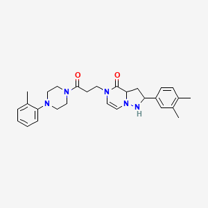 molecular formula C28H31N5O2 B2838713 2-(3,4-dimethylphenyl)-5-{3-[4-(2-methylphenyl)piperazin-1-yl]-3-oxopropyl}-4H,5H-pyrazolo[1,5-a]pyrazin-4-one CAS No. 1326818-35-2