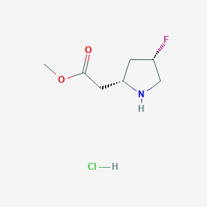 molecular formula C7H13ClFNO2 B2838728 methyl 2-[(2R,4S)-4-fluoropyrrolidin-2-yl]acetate hydrochloride CAS No. 2225126-70-3
