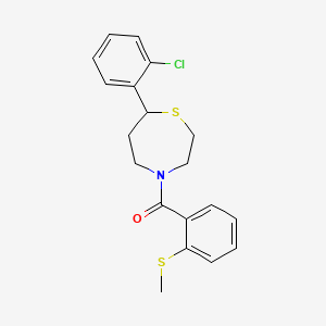 B2838729 (7-(2-Chlorophenyl)-1,4-thiazepan-4-yl)(2-(methylthio)phenyl)methanone CAS No. 1797638-11-9