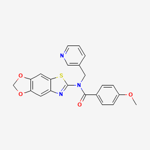 molecular formula C22H17N3O4S B2838759 N-([1,3]dioxolo[4,5-f][1,3]benzothiazol-6-yl)-4-methoxy-N-(pyridin-3-ylmethyl)benzamide CAS No. 895018-78-7