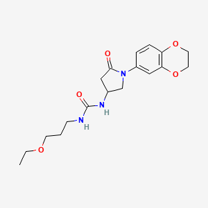 1-(1-(2,3-Dihydrobenzo[b][1,4]dioxin-6-yl)-5-oxopyrrolidin-3-yl)-3-(3-ethoxypropyl)urea
