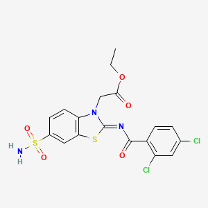 Ethyl 2-[2-(2,4-dichlorobenzoyl)imino-6-sulfamoyl-1,3-benzothiazol-3-yl]acetate