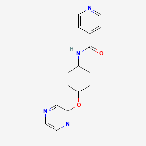 molecular formula C16H18N4O2 B2838788 N-[(1r,4r)-4-(pyrazin-2-yloxy)cyclohexyl]pyridine-4-carboxamide CAS No. 2034437-28-8