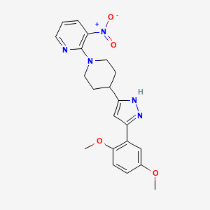 2-[4-[3-(2,5-dimethoxyphenyl)-1H-pyrazol-5-yl]piperidin-1-yl]-3-nitropyridine