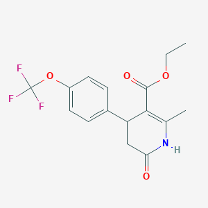 molecular formula C16H16F3NO4 B2838828 Ethyl 2-methyl-6-oxo-4-[4-(trifluoromethoxy)phenyl]-1,4,5,6-tetrahydro-3-pyridinecarboxylate CAS No. 294853-31-9