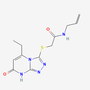 molecular formula C12H15N5O2S B2838849 N-allyl-2-((5-ethyl-7-oxo-7,8-dihydro-[1,2,4]triazolo[4,3-a]pyrimidin-3-yl)thio)acetamide CAS No. 922052-00-4