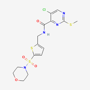 molecular formula C15H17ClN4O4S3 B2838858 5-chloro-2-(methylsulfanyl)-N-{[5-(morpholine-4-sulfonyl)thiophen-2-yl]methyl}pyrimidine-4-carboxamide CAS No. 1087836-44-9