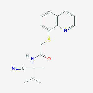 molecular formula C17H19N3OS B2838861 N-(1-cyano-1,2-dimethylpropyl)-2-(quinolin-8-ylsulfanyl)acetamide CAS No. 1252438-44-0