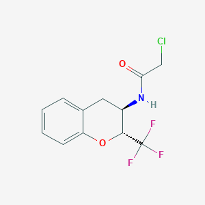 molecular formula C12H11ClF3NO2 B2838867 2-Chloro-N-[(2R,3R)-2-(trifluoromethyl)-3,4-dihydro-2H-chromen-3-yl]acetamide CAS No. 2411180-04-4