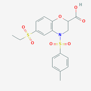 6-(ethylsulfonyl)-4-[(4-methylphenyl)sulfonyl]-3,4-dihydro-2H-1,4-benzoxazine-2-carboxylic acid