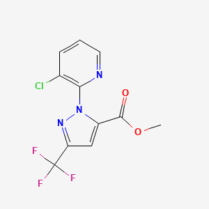 molecular formula C11H7ClF3N3O2 B2838875 methyl 1-(3-chloropyridin-2-yl)-3-(trifluoromethyl)-1H-pyrazole-5-carboxylate CAS No. 1055071-09-4