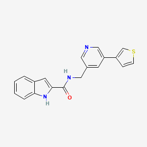 molecular formula C19H15N3OS B2838904 N-((5-(thiophen-3-yl)pyridin-3-yl)methyl)-1H-indole-2-carboxamide CAS No. 1795085-07-2