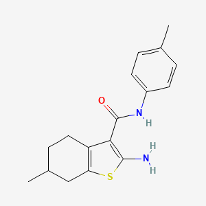 molecular formula C17H20N2OS B2838921 2-amino-6-methyl-N-(4-methylphenyl)-4,5,6,7-tetrahydro-1-benzothiophene-3-carboxamide CAS No. 329067-63-2