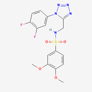 molecular formula C16H15F2N5O4S B2838941 N-((1-(3,4-difluorophenyl)-1H-tetrazol-5-yl)methyl)-3,4-dimethoxybenzenesulfonamide CAS No. 920468-00-4