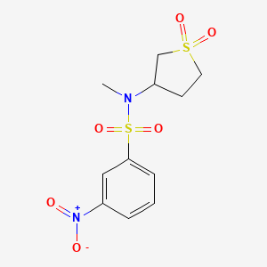 molecular formula C11H14N2O6S2 B2838948 N-(1,1-dioxo-1lambda6-thiolan-3-yl)-N-methyl-3-nitrobenzene-1-sulfonamide CAS No. 853586-23-9