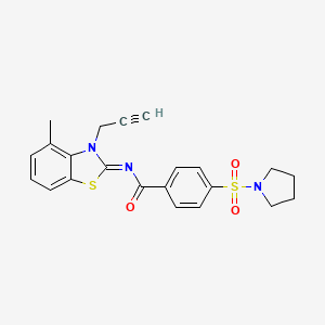 molecular formula C22H21N3O3S2 B2838949 N-[(2Z)-4-methyl-3-(prop-2-yn-1-yl)-2,3-dihydro-1,3-benzothiazol-2-ylidene]-4-(pyrrolidine-1-sulfonyl)benzamide CAS No. 868377-38-2