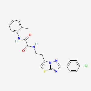 molecular formula C21H18ClN5O2S B2838955 N1-(2-(2-(4-chlorophenyl)thiazolo[3,2-b][1,2,4]triazol-6-yl)ethyl)-N2-(o-tolyl)oxalamide CAS No. 894037-40-2