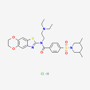 molecular formula C29H39ClN4O5S2 B2838959 N-[2-(diethylamino)ethyl]-N-(6,7-dihydro-[1,4]dioxino[2,3-f][1,3]benzothiazol-2-yl)-4-(3,5-dimethylpiperidin-1-yl)sulfonylbenzamide;hydrochloride CAS No. 1321740-87-7