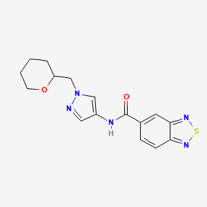 molecular formula C16H17N5O2S B2838967 N-{1-[(oxan-2-yl)methyl]-1H-pyrazol-4-yl}-2,1,3-benzothiadiazole-5-carboxamide CAS No. 2034373-53-8