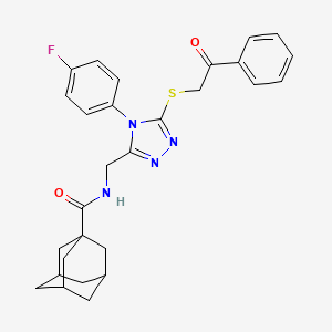 molecular formula C28H29FN4O2S B2839005 N-{[4-(4-fluorophenyl)-5-[(2-oxo-2-phenylethyl)sulfanyl]-4H-1,2,4-triazol-3-yl]methyl}adamantane-1-carboxamide CAS No. 476440-99-0