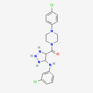 molecular formula C19H18Cl2N6O B2839184 N-(3-chlorophenyl)-4-[4-(4-chlorophenyl)piperazine-1-carbonyl]-1H-1,2,3-triazol-5-amine CAS No. 1291853-20-7