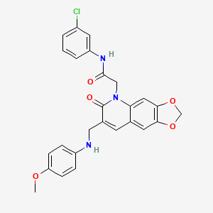 molecular formula C26H22ClN3O5 B2839200 N-(3-chlorophenyl)-2-(7-{[(4-methoxyphenyl)amino]methyl}-6-oxo-2H,5H,6H-[1,3]dioxolo[4,5-g]quinolin-5-yl)acetamide CAS No. 894561-77-4