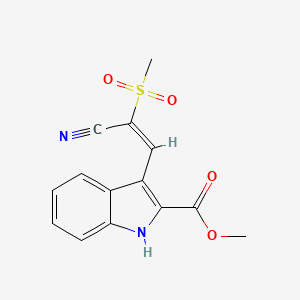 molecular formula C14H12N2O4S B2839211 methyl 3-[(1E)-2-cyano-2-methanesulfonyleth-1-en-1-yl]-1H-indole-2-carboxylate CAS No. 860612-16-4