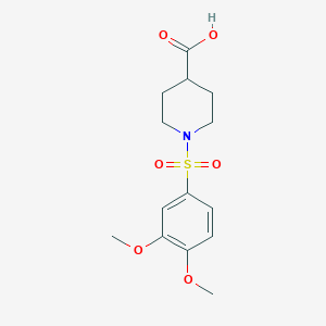 molecular formula C14H19NO6S B2839245 1-(3,4-Dimethoxybenzenesulfonyl)piperidine-4-carboxylic acid CAS No. 593261-75-7