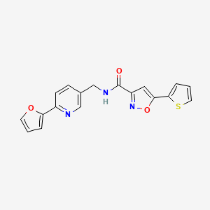 molecular formula C18H13N3O3S B2839250 N-{[6-(furan-2-yl)pyridin-3-yl]methyl}-5-(thiophen-2-yl)-1,2-oxazole-3-carboxamide CAS No. 1903484-83-2