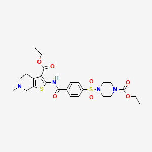 molecular formula C25H32N4O7S2 B2839256 ethyl 4-(4-{[3-(ethoxycarbonyl)-6-methyl-4H,5H,6H,7H-thieno[2,3-c]pyridin-2-yl]carbamoyl}benzenesulfonyl)piperazine-1-carboxylate CAS No. 449767-00-4