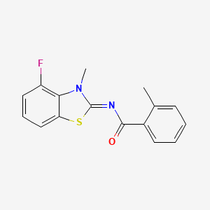 molecular formula C16H13FN2OS B2839298 N-[(2Z)-4-fluoro-3-methyl-2,3-dihydro-1,3-benzothiazol-2-ylidene]-2-methylbenzamide CAS No. 868375-53-5