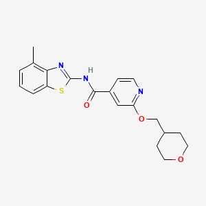 molecular formula C20H21N3O3S B2839319 N-(4-methyl-1,3-benzothiazol-2-yl)-2-[(oxan-4-yl)methoxy]pyridine-4-carboxamide CAS No. 2034243-08-6