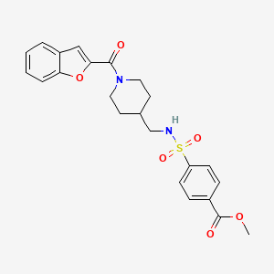 molecular formula C23H24N2O6S B2839376 methyl 4-({[1-(1-benzofuran-2-carbonyl)piperidin-4-yl]methyl}sulfamoyl)benzoate CAS No. 1396863-93-6
