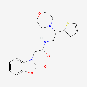 molecular formula C19H21N3O4S B2839389 N-(2-morpholino-2-(thiophen-2-yl)ethyl)-2-(2-oxobenzo[d]oxazol-3(2H)-yl)acetamide CAS No. 1210780-47-4