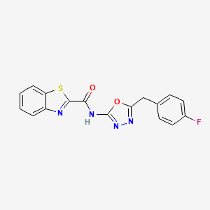 molecular formula C17H11FN4O2S B2839413 N-(5-(4-fluorobenzyl)-1,3,4-oxadiazol-2-yl)benzo[d]thiazole-2-carboxamide CAS No. 955235-58-2