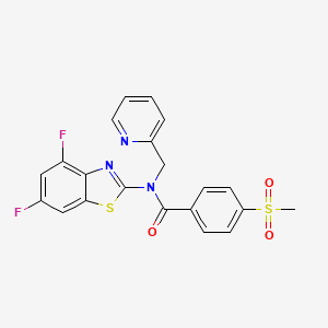 molecular formula C21H15F2N3O3S2 B2839419 N-(4,6-difluoro-1,3-benzothiazol-2-yl)-4-methanesulfonyl-N-[(pyridin-2-yl)methyl]benzamide CAS No. 886944-37-2