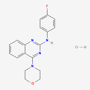 molecular formula C18H18ClFN4O B2839466 N-(4-fluorophenyl)-4-morpholinoquinazolin-2-amine hydrochloride CAS No. 1052417-74-9