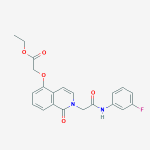 molecular formula C21H19FN2O5 B2839477 ethyl 2-[(2-{[(3-fluorophenyl)carbamoyl]methyl}-1-oxo-1,2-dihydroisoquinolin-5-yl)oxy]acetate CAS No. 868223-94-3