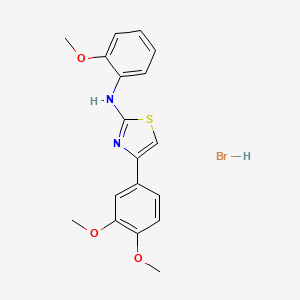 molecular formula C18H19BrN2O3S B2839495 4-(3,4-dimethoxyphenyl)-N-(2-methoxyphenyl)-1,3-thiazol-2-amine Hydrobromide CAS No. 472980-93-1