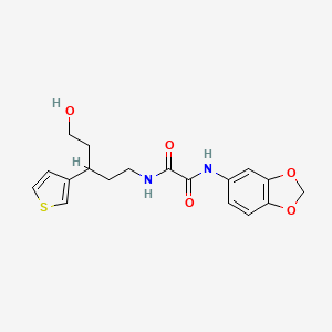 molecular formula C18H20N2O5S B2839498 N-(2H-1,3-benzodioxol-5-yl)-N'-[5-hydroxy-3-(thiophen-3-yl)pentyl]ethanediamide CAS No. 2034536-56-4
