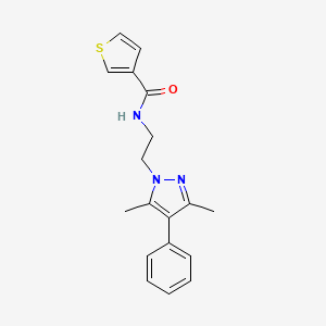 molecular formula C18H19N3OS B2839512 N-(2-(3,5-dimethyl-4-phenyl-1H-pyrazol-1-yl)ethyl)thiophene-3-carboxamide CAS No. 2034327-38-1