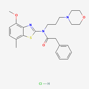 molecular formula C24H30ClN3O3S B2839515 N-(4-methoxy-7-methylbenzo[d]thiazol-2-yl)-N-(3-morpholinopropyl)-2-phenylacetamide hydrochloride CAS No. 1216565-15-9