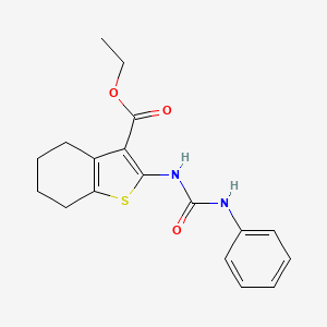 molecular formula C18H20N2O3S B2839555 Ethyl 2-[(phenylcarbamoyl)amino]-4,5,6,7-tetrahydro-1-benzothiophene-3-carboxylate CAS No. 27285-12-7